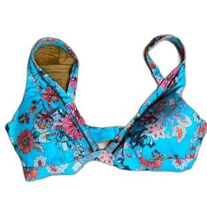 Sea Level Longline Bikini Top Dominica print adjustable shoulder straps. size 10